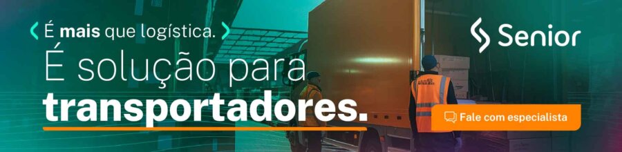 Banner apresentando sistema para transportadores da Senior, que ajuda no controle de frotas