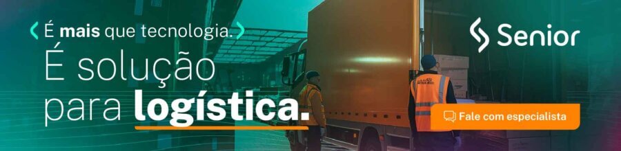 Banner apresentando sistema logístico da Senior, que tem entre os módulos um sistema de gerenciamento de pátio