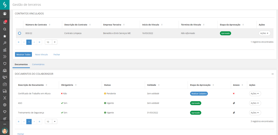 Gestão de terceiros da Senior