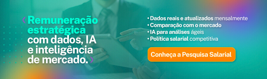 Banner apresentando sistema de Pesquisa Salarial na Senior, relacionado também ao adiantamento salarial