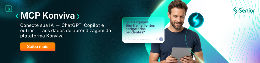 Banner apresentando MCP Konviva, que conecta a IA favorita do usuário a plataforma de treinamento e desenvolvimento Konviva